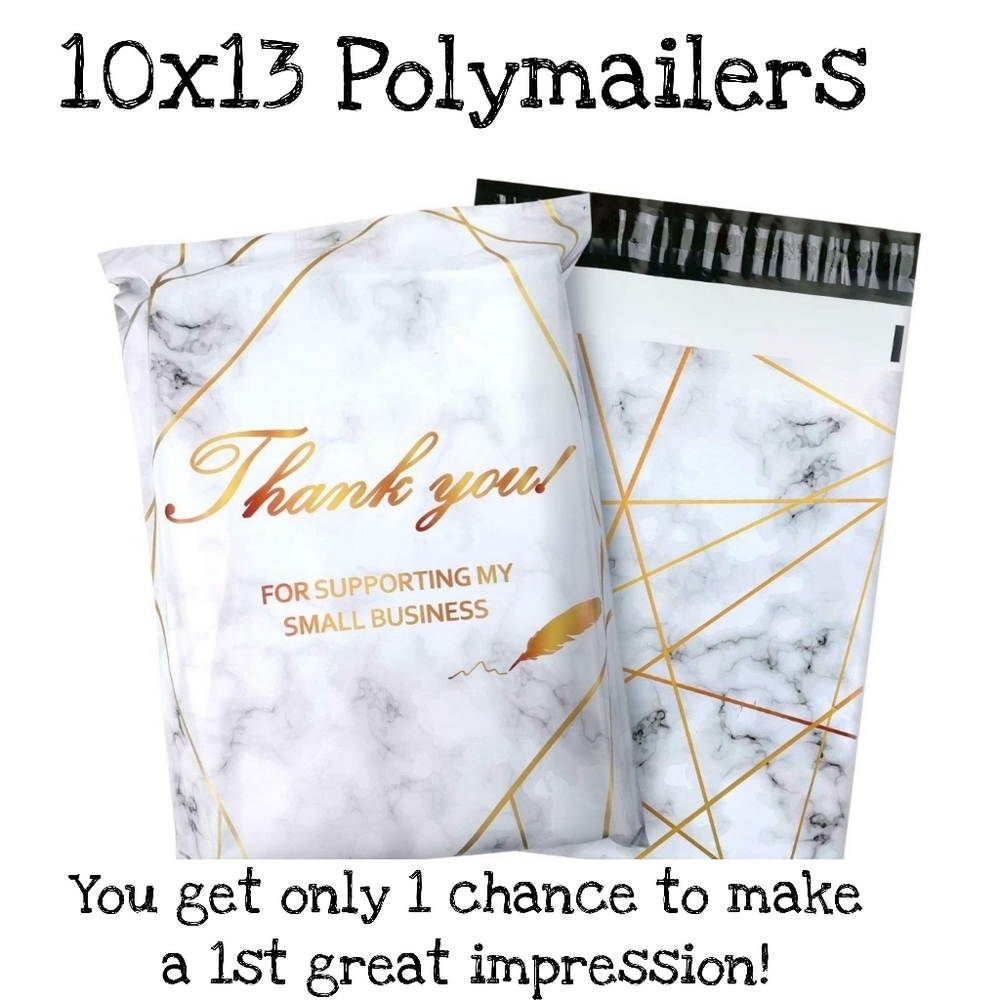 50 pack 10x13 THANK YOU marble poly mailers. Self sealing. Waterproof
